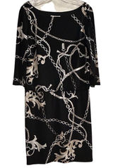 White House Black Market Women's‎ Blouson Dress S Chain Link Print Black Photo 0