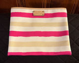 Kate Spade Adrienne Bondi Road Pink and Cream Striped Clutch Very Clean Photo 0