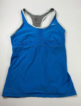 Nike Dri-FIT Tank Top Athletic Racerback Built-In Bra Blue‎ Size M Photo 0