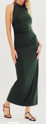 Reformation Jazlyn Knit Dress Midi Maxi Forest Hunter Green Halter Ruched Photo 0
