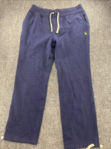 Polo Ralph Lauren Womens L Navy Fleece Sweatpants Yellow Pony Drawstring Photo 0