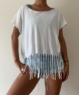 White Fringe Western Tee Photo 0