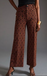 Maeve Anthropologie The Colette Wide Leg‎ Pants Size 26T workwear layered floral Photo 0