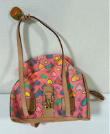 Dooney & Bourke Crayon Hearts Pink Multicolor Vachetta Leather Tote Shoulder Bag Photo 0