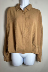 PATRIZIA LUCA Milano‎ Brown Textured Long Sleeve Button Up Shirt Blouse Top M Photo 0