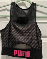 Puma x Barbie Women’s Size XS Crop Top Mesh straps Peekaboo Window Barbie logo Photo 0