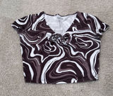 Hollister Brown & White Swirl Tie-Front Crop Top Photo 0