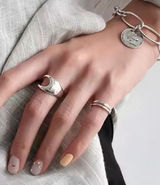 Boutique NEW‎ UNIQUE SILVER ABSTRACT RING, OPEN RING, SILVER ADJUSTABLE RING, UNISEX RING Photo 0