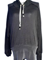 FP Movement Free People Charcoal‎ Gray Oversized Exposed Seam Pullover Hoodie S Photo 0