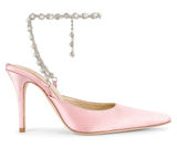 LPA Pink Satin Stiletto Heel SIZE 6.5 Pearl Rhinestone Strap Pump Party $208 NEW Photo 0