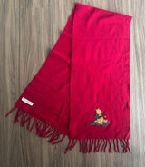 Vintage Donaldson Walt Disney Co. Winnie The Pooh Embroidered Wool Scarf Red Photo 0