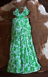 Women's Green Floral Maxi Dress with Cutouts and Tie Back from Zara Size medium Recommend for someone with a smaller chest Photo 0