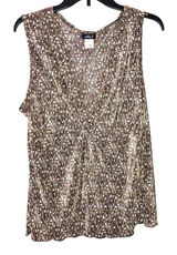 Ashley J Vintage V Neck Twist Knot Sleeveless Sequin Tank Top Brown‎ Xl Photo 0