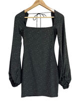 Lucy In The Sky Black Rhinestone Puff Sleeve Bodycon Mini Dress Small Photo 0