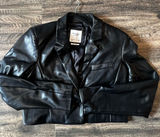 Abercrombie Black Cropped Faux Leather Blazer Photo 0
