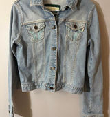 Y2K Hollister light wash denim jacket embroidered pockets 2000s‎ McBling coastal Photo 0