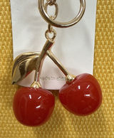 Mint-Cherry Keychain Charm Red Gold Tone w/ Gold Tone Leaf NWT Purse Bag Charm‎ Photo 0