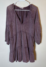 Talulah Purple Tiered Dress Long Sleeve V Neck Casual Cotton Size Medium‎ Photo 0