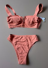 Shade And Shore Bikini Orange, XS Bottoms 34B Top Padded And Underwire Photo 0