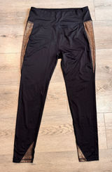 MTA Sport Athletic Leggings High Waist Activewear Side Stripe Black Large‎ L Photo 0
