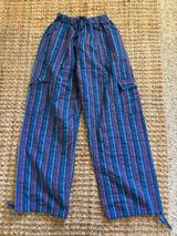 Striped Boho Pants Blue Size L Photo 0