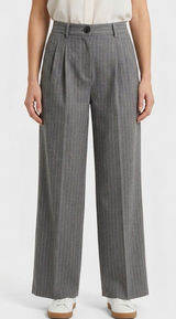 Primark Gray Pinstripe Pleated Wide Leg Trousers Dress Pants Size 2 Photo 0