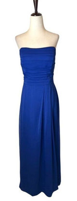Lela Rose Dress Women XS Royal Blue Crinkle Chiffon Strapless‎ Bridesmaid Gown Photo 0
