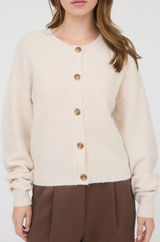 Blu Pepper Cream Waffle Knit Button Front Cardigan Sweater Womens L Photo 0