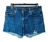 Levi's Mid Rise Skinny Cut Off Denim Shorts Womens 8 Blue‎ Distressed Raw Hem Photo 0