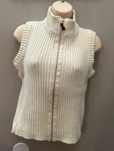 GAP White Cream Sleeveless Sweater Vest Cable Knit Fall ‘99 Vintage 100 cotton Photo 0