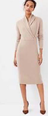 Ann Taylor cashmere Shawl Collar Wrap Sweater Dress NEW NWT fall luxury soft Photo 0