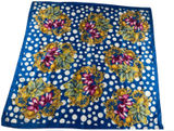 Berkshire‎ Blue Floral Polka Dot Scarf Wrap Made in Italy 33x33 Photo 0