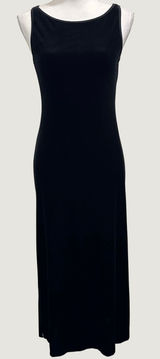Y2K 90s My Michelle Black Velvet Maxi Dress Sleeveless Boat Neck S Goth Witchy Photo 0