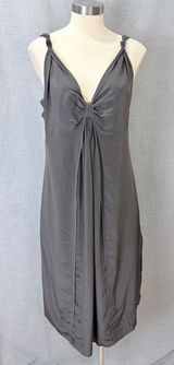 A Pea in the Pod Silk Maternity Dress L Charcoal Gray Empire Waist Cocktail Photo 0