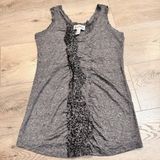Joseph Ribkoff Tank Top 6 Medium Sleeveless Gray Black‎ Burnout Ruffle Shirt Photo 0