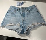 Levis Premium 501‎ Original Shorts Light Wash Distressed Cut Off W27 56327-0086 Photo 0