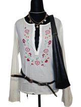 Vintage Y2K Abercrombie and fitch linen boho embroidered tunic L white Photo 0