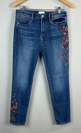 Driftwood Jackie Floral Embroidered High Rise Skinny Jeans‎ Womens 28 Blue Ankle Photo 0