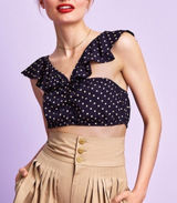 NEW For Love and Lemons Navy Polka Crop Top Photo 0