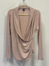 Ann Taylor Nude Pink Heathered Draped Shawl Neck Faux Wrap Top Sweater Large Photo 0