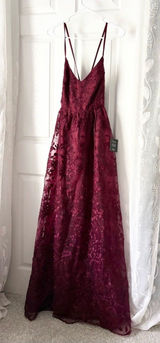 New Lulus Always With You Burgundy Floral Embroidered Organza Maxi Dress sz S Photo 0