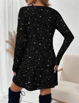 Black Starry Sky Long Sleeve Bodycon Dress Photo 0