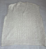 Anthropologie Ivory Sweater Vest XL Wns Cable Knit V-Neck Sleeveless Ivy Prep Photo 0