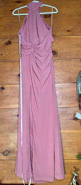 NWT Lulus Lavinia Rusty Rose Mock Neck Backless Maxi Dress Bridesmaid Gala Sz L Photo 0