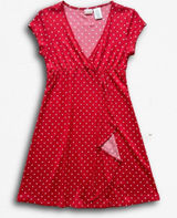 No Boundaries Red Polka Dot Faux Wrap Dress Cherry Tomato Stretch Large 11/13 Photo 0