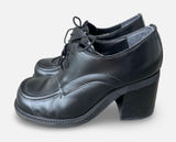 Vintage Y2K Steve Madden Black Leather Chunky Heel Oxford Shoes Size 7.5 grunge Photo 0