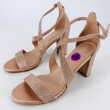 NWOT Rampage Women Rose Gold Glitter Block Heel Sandals Size‎ 8.5 Photo 0