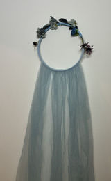 light blue floral crown hoop sheer tulle drape festivals fairy whimsical Photo 0