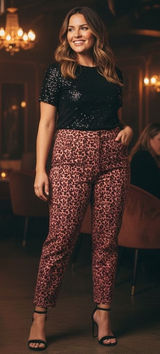 Soft Surroundings‎ Metro Denim Leopard Print Pants Red Black 22W 5DU24 Stretch Photo 0