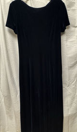 Vintage Caren Desiree Co. Deep‎ Navy Blue Velvet Maxi Dress Size 10 Fitted Flair Photo 0